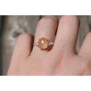 Peach Agate Silver Ring – Handcrafted Minimalist Jewelry with Oval Stone, Unique